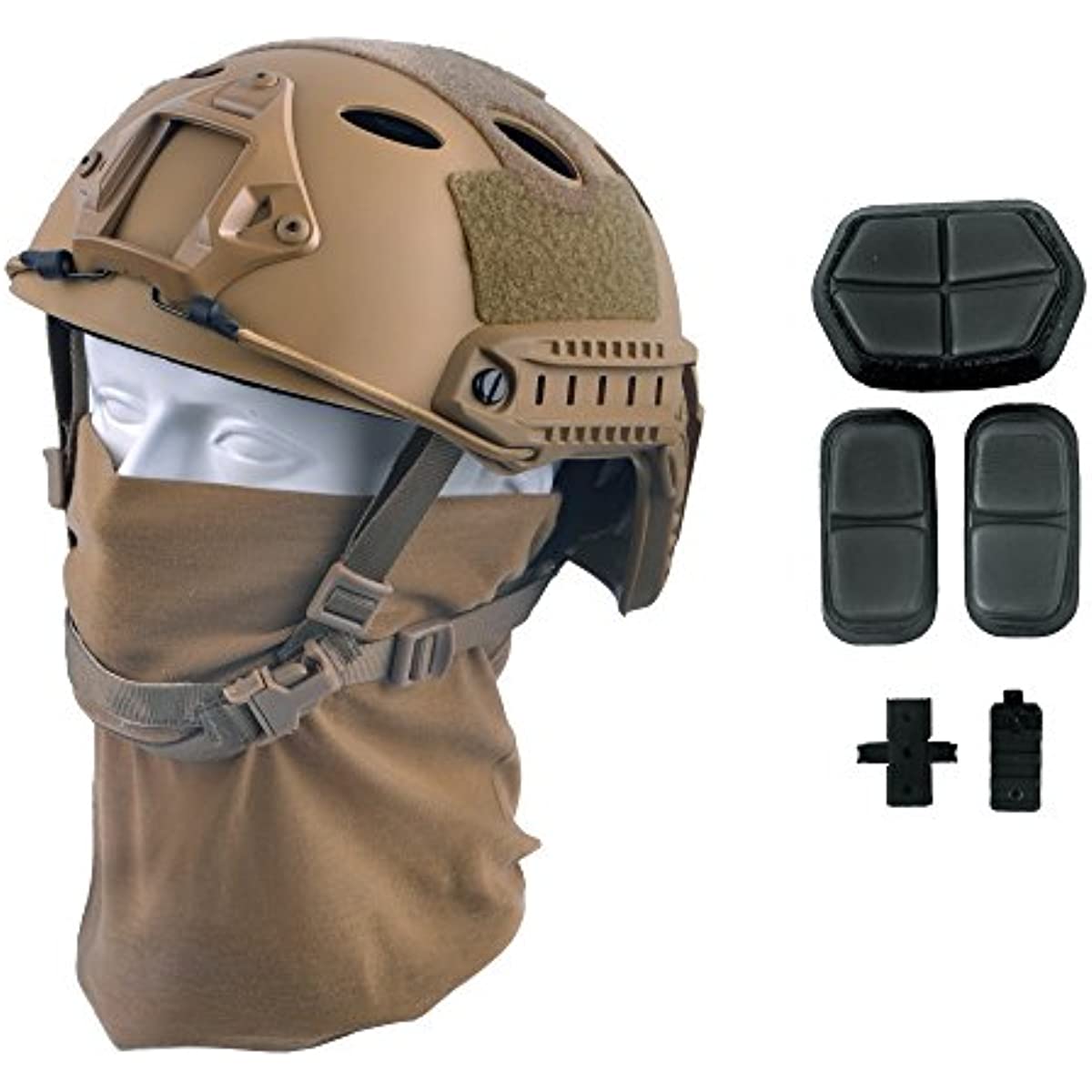 LOOGU Fast PJ Base Jump Military Helmet with 12-in-1 Headwear