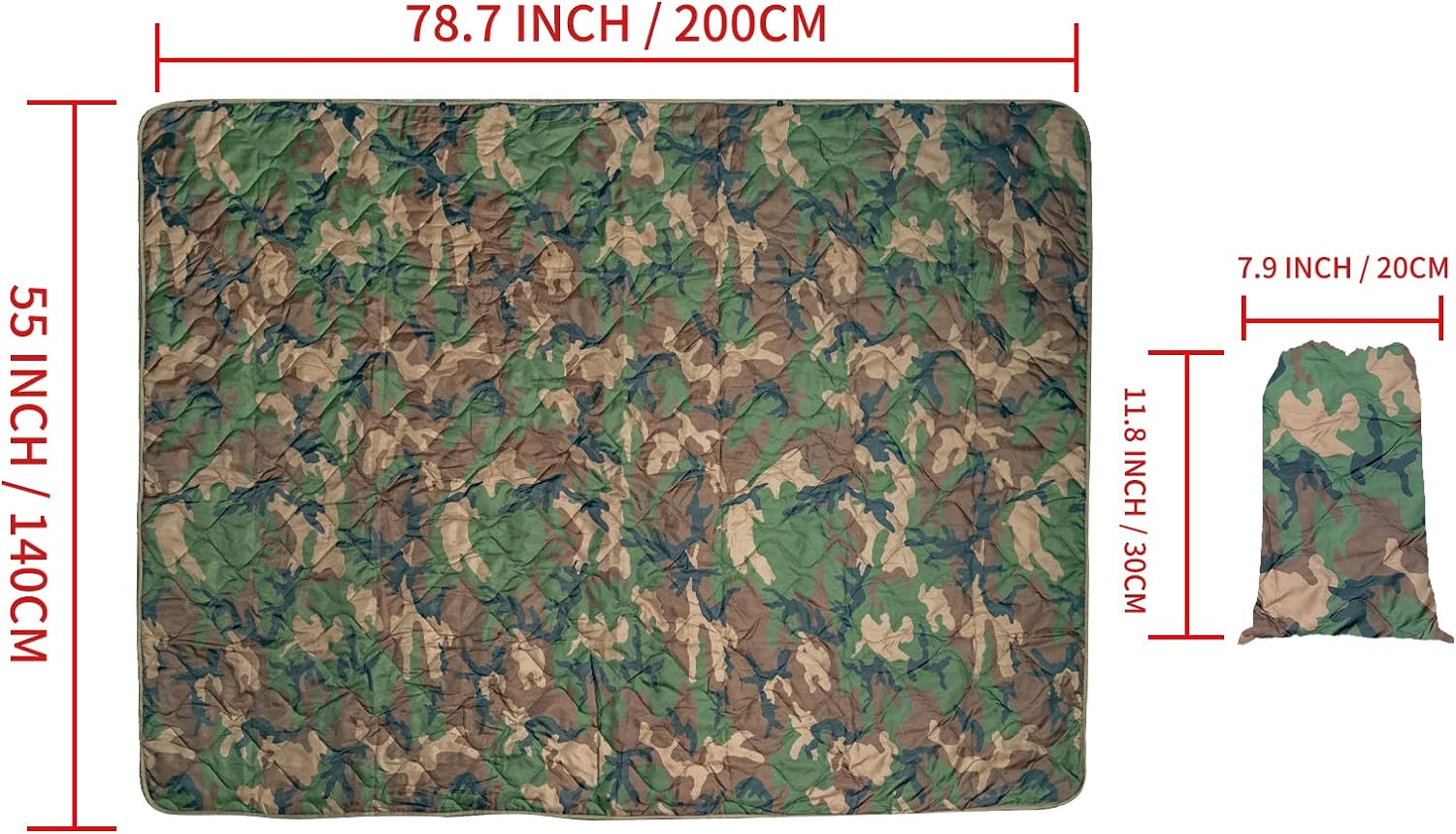 LOOGU – couverture camouflage Woobie imperméable, doublure de poncho pour le camping en plein air, la randonnée, la chasse, la survie, la randonnée, le pique-nique