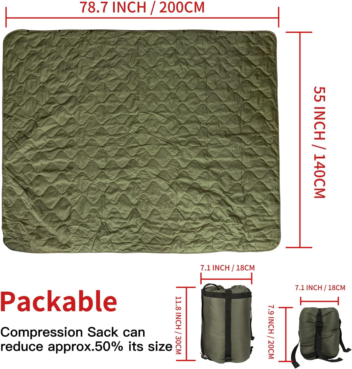 LOOGU – couverture camouflage Woobie imperméable, doublure de poncho pour le camping en plein air, la randonnée, la chasse, la survie, la randonnée, le pique-nique