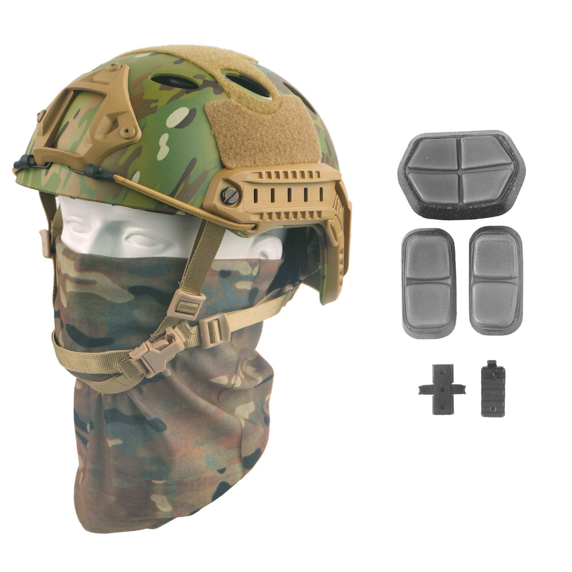 LOOGU Fast PJ Base Jump Military Helmet with 12-in-1 Headwear