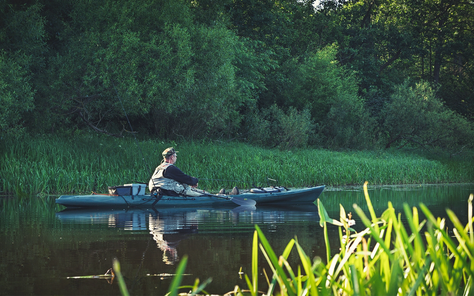 Kayak Fishing Trip with a Camouflage Fishing Shirt