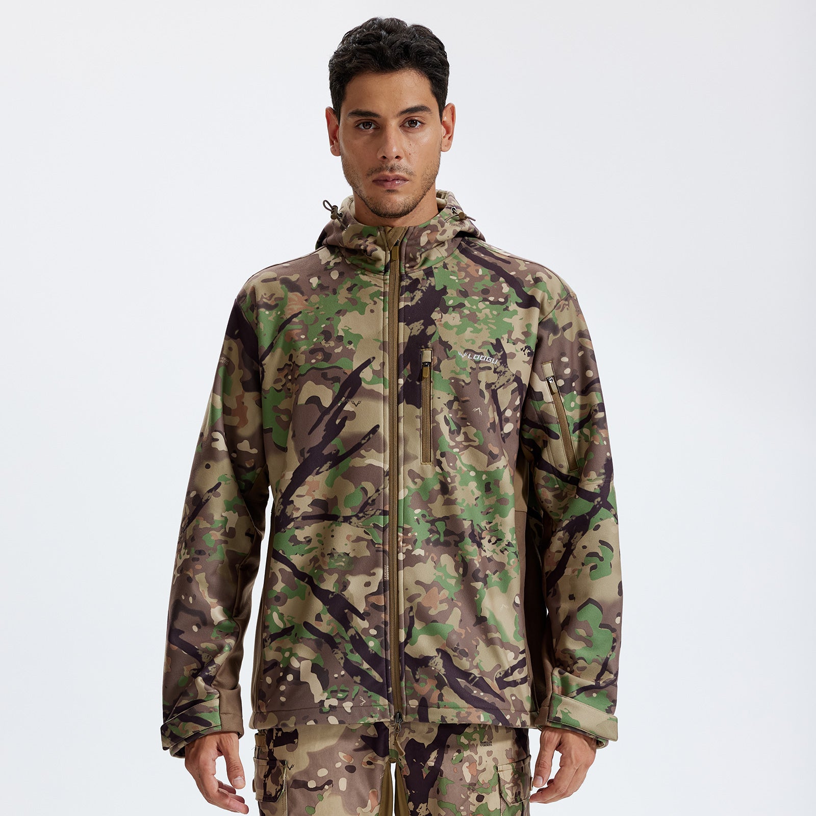 LOOGU Camo Hunting Fleece Lining Hooded Jacket M52