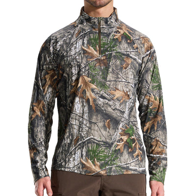 LOOGU Men's Zip Long Sleeve Shirt Super Tree camo T40