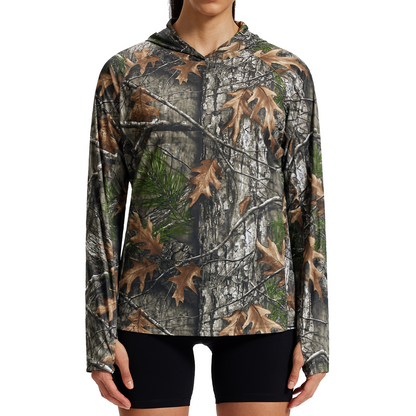 LOOGU Women's UPF50+ Hoodies Shirts Super Tree Camo WT73-R