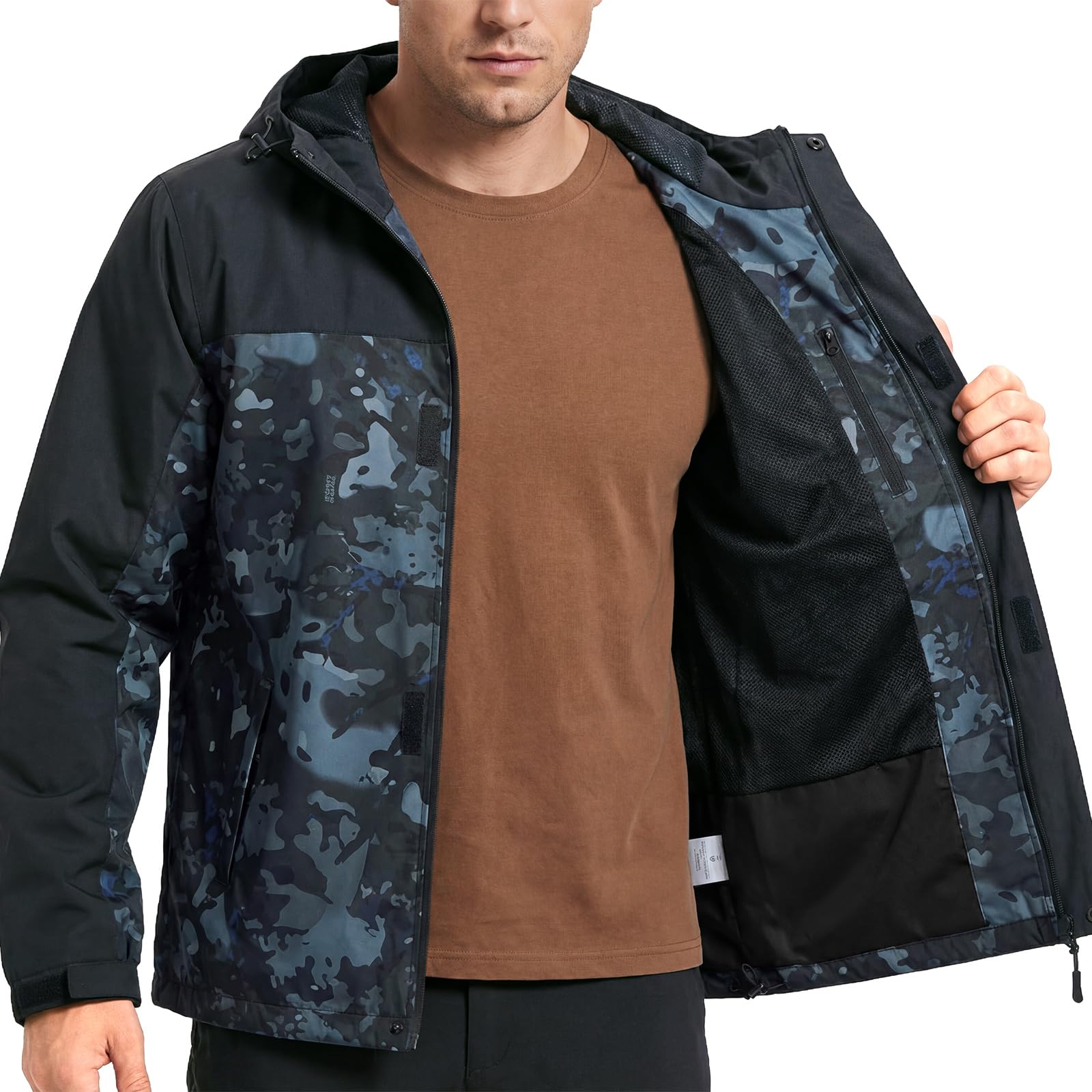 LOOGU Men’s Waterproof Packable Rain Jacket with Hood and Mesh Lining J40