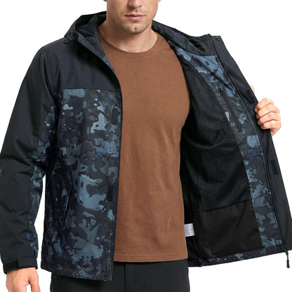 LOOGU Men’s Waterproof Packable Rain Jacket with Hood and Mesh Lining J40