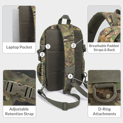 LOOGU Tactical Sling Bag Waterproof Military Shoulder Pack CB10