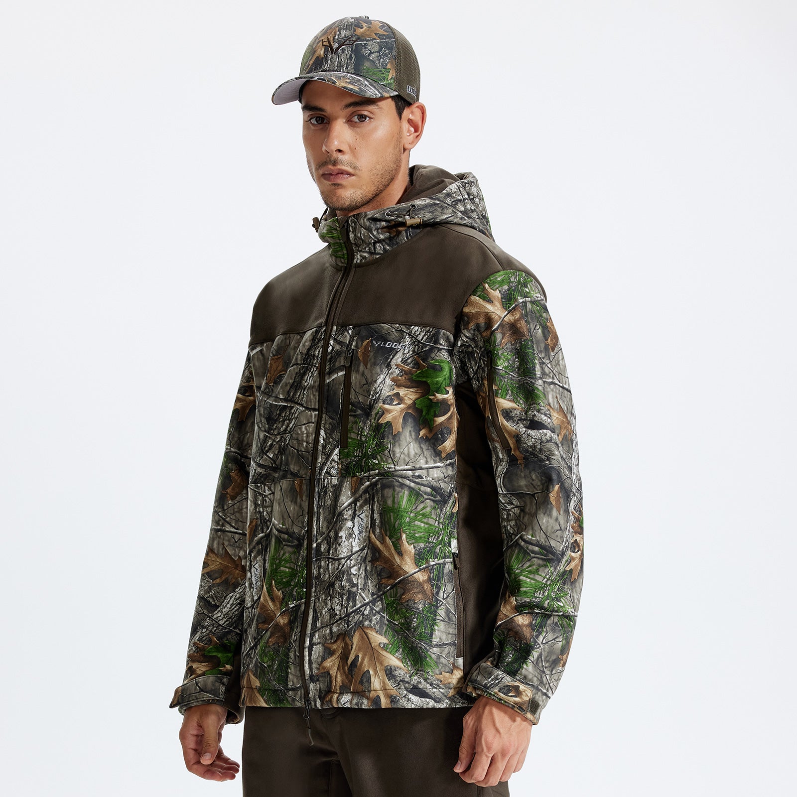 LOOGU Camo Hunting Fleece Lining Hooded Jacket M50-1