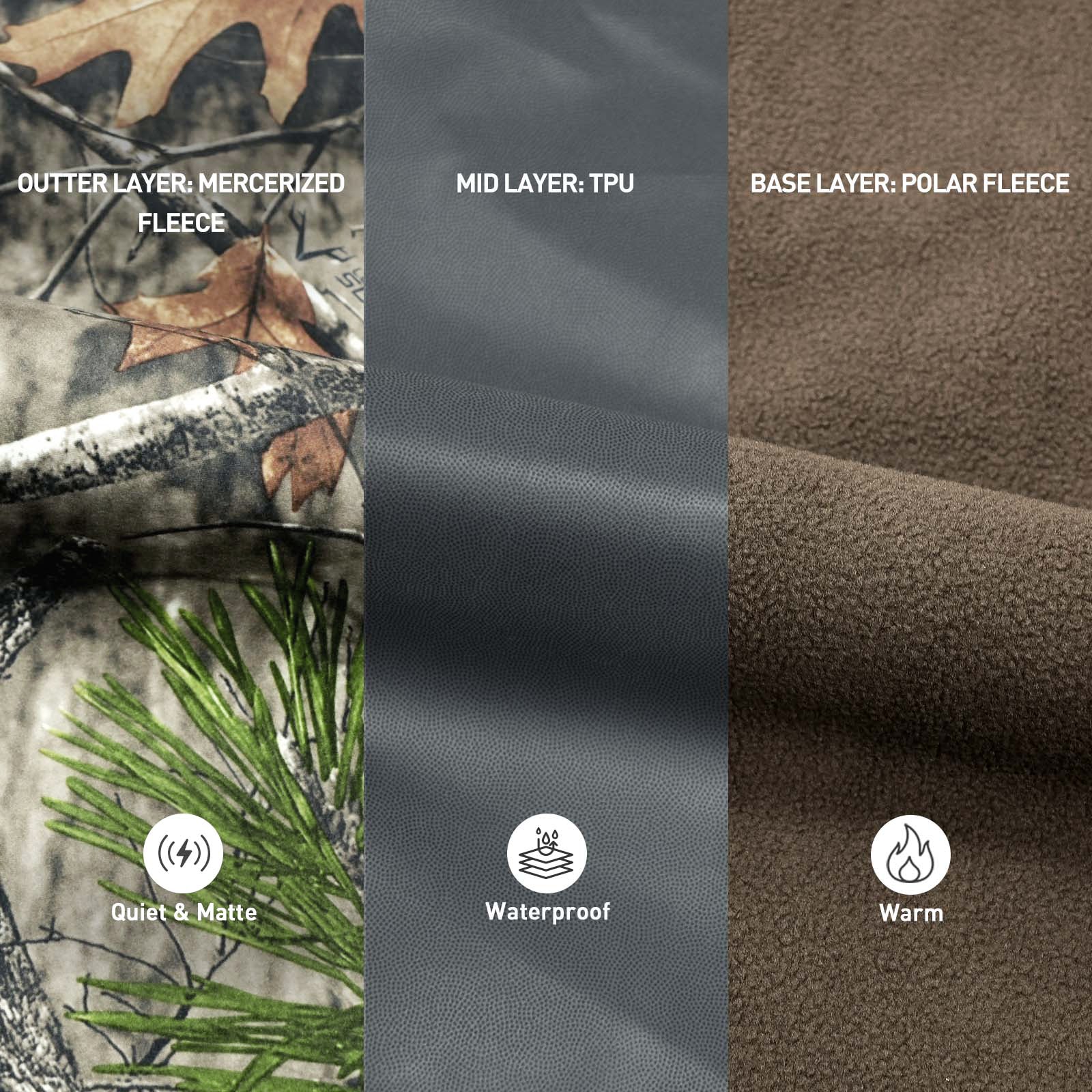 LOOGU Camo Hunting  Fleece Insulation Pants 5 pocket P10-1