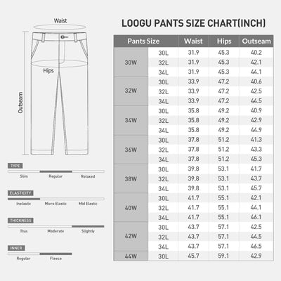 LOOGU Hiking Workwear Fleece Insulation Pants 6 pocket P20-1