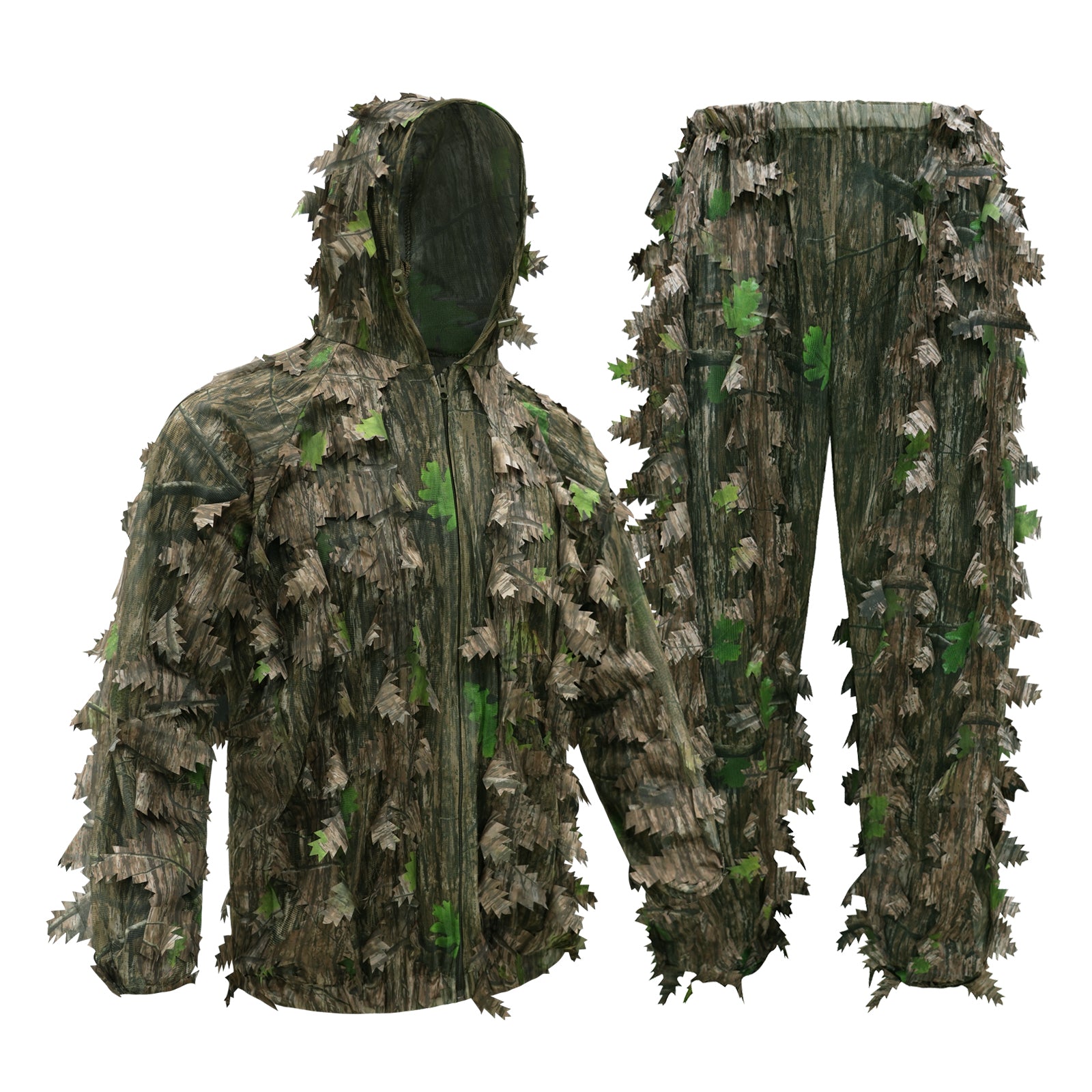 LOOGU Costume Ghillie de Chasse, Costume de Camouflage à Feuilles 3D Accessoires Militaires et de Tir Vêtements Tactiques pour Airsoft, Photographie de la Faune Halloween