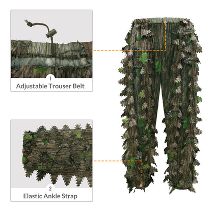 LOOGU Costume Ghillie de Chasse, Costume de Camouflage à Feuilles 3D Accessoires Militaires et de Tir Vêtements Tactiques pour Airsoft, Photographie de la Faune Halloween