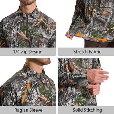 LOOGU Men's Zip Long Sleeve Shirt Super Tree camo T40