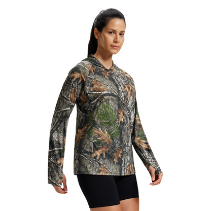 LOOGU Women's UPF50+ Hoodies Shirts Super Tree Camo WT73-R