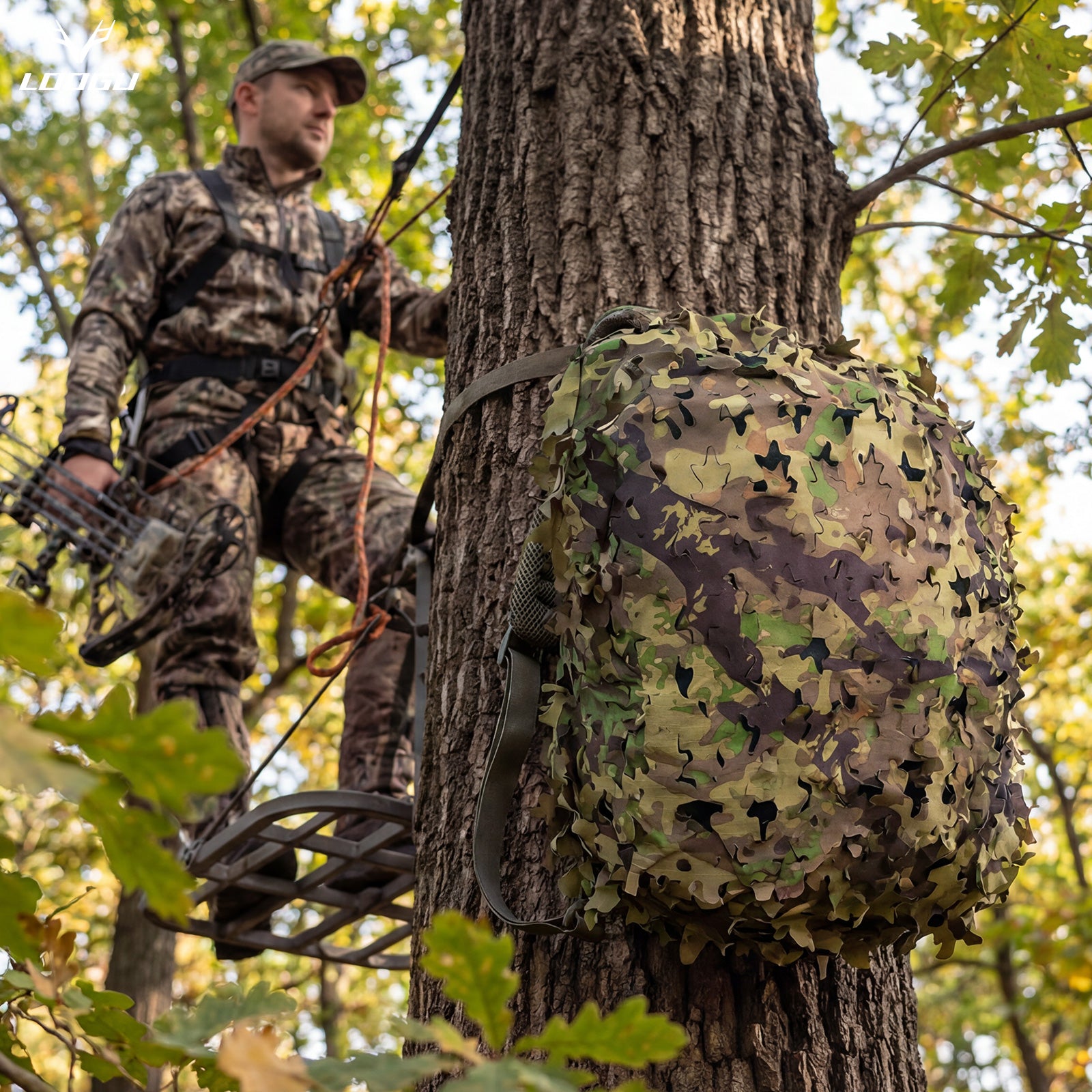 LOOGU Camo Tactical Backpack Cover Oak Leaf