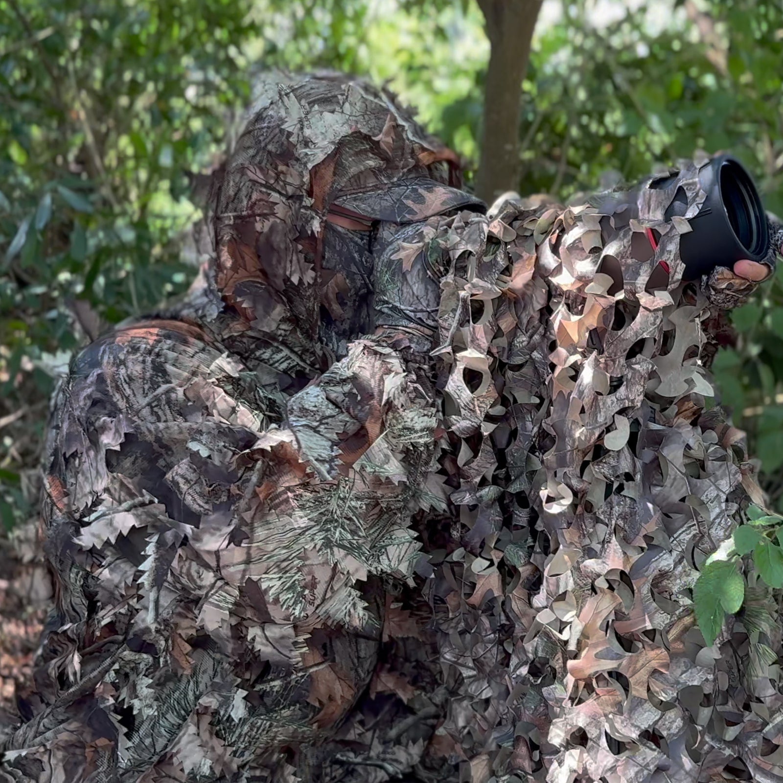 LOOGU Costume Ghillie de Chasse, Costume de Camouflage à Feuilles 3D Accessoires Militaires et de Tir Vêtements Tactiques pour Airsoft, Photographie de la Faune Halloween
