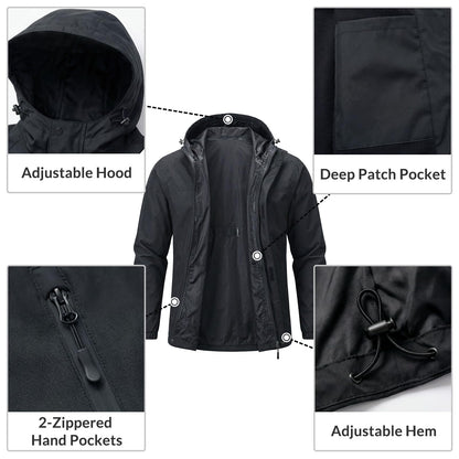 LOOGU Men’s Lightweight Waterproof Rain Shell Packable with Hood J10