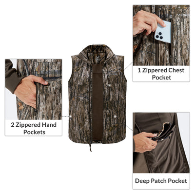 LOOGU Mens Camo Hunting Fleece Insulation Vest M10-1