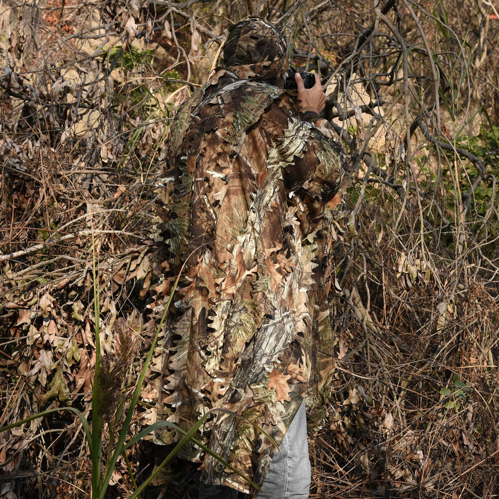 LOOGU Poncho Style Ghillie Suit 3D Leaf Spretta Camo
