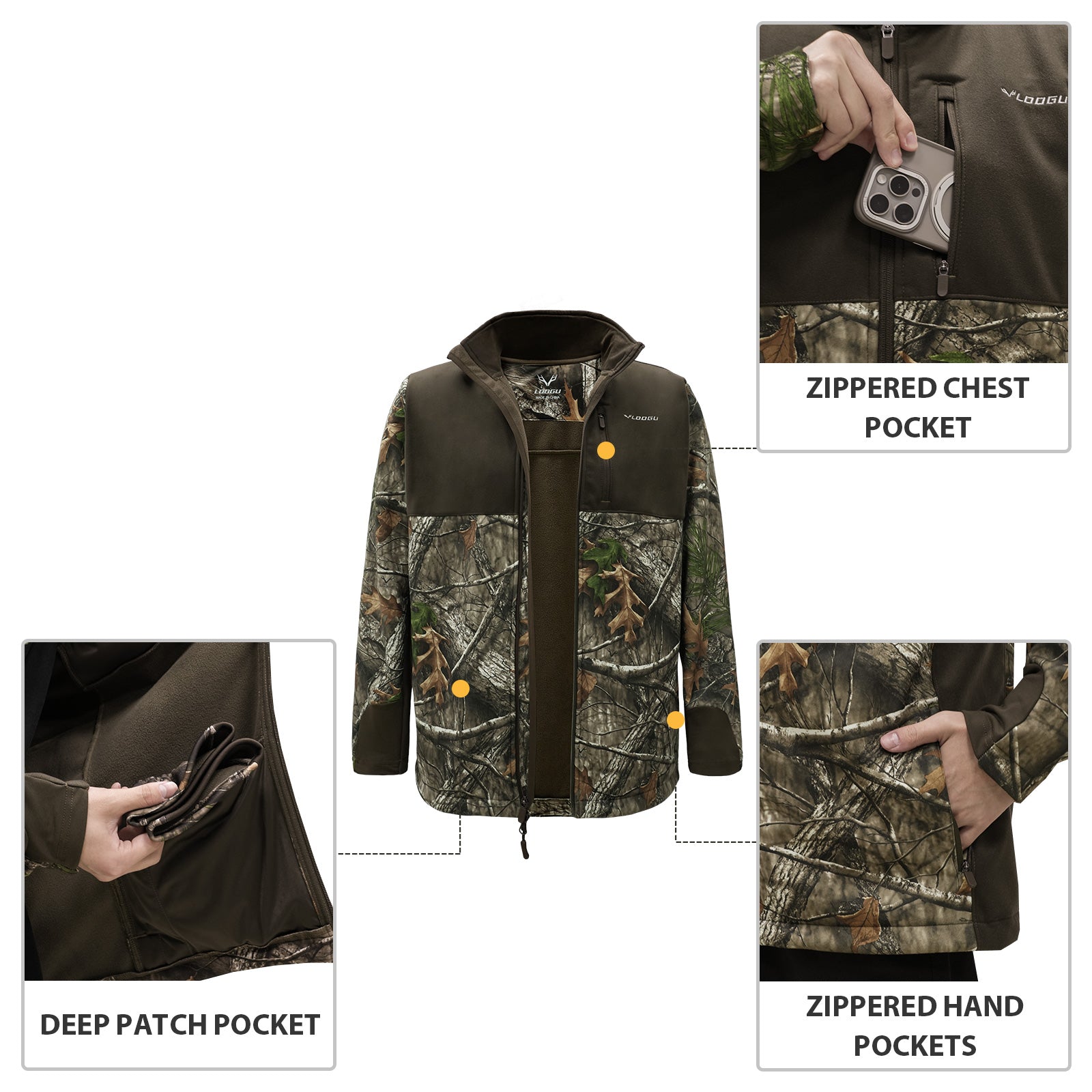 LOOGU Camo Hunting Fleece Lining Jacket M40