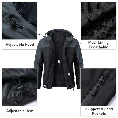 LOOGU Men’s Packable Rain Jacket Waterproof Lightweight Hooded J30