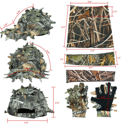 Loogu Camouflage 4-Piece Set (Hat+ Leaves Face Mask+ Gloves+ Sleeves)