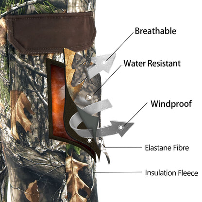 LOOGU Camo Hunting  Fleece Insulation Pants 6 pocket Super Tree P20