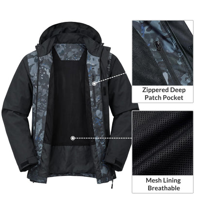 LOOGU Men’s Waterproof Packable Rain Jacket with Hood and Mesh Lining J40