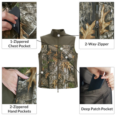 LOOGU Men’s Camo Hunting Vest Lightweight with Pockets M30