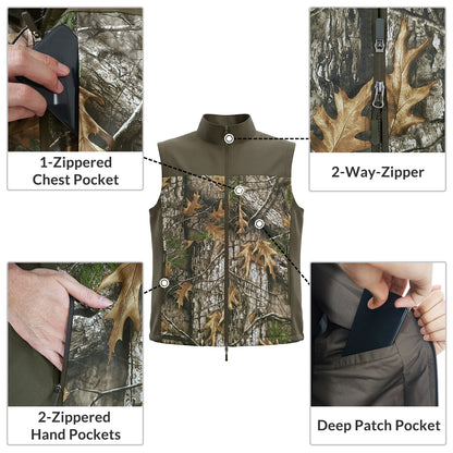 LOOGU Men’s Camo Hunting Vest Lightweight with Pockets M30