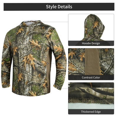 LOOGU Hunting Long Sleeve  Hoodie  Tree Camo Contrast T51