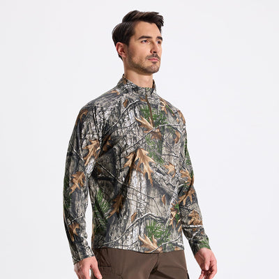 LOOGU Men's Zip Long Sleeve Shirt Super Tree camo T40