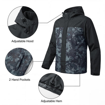 LOOGU Men’s Waterproof Packable Rain Jacket with Hood and Mesh Lining J40