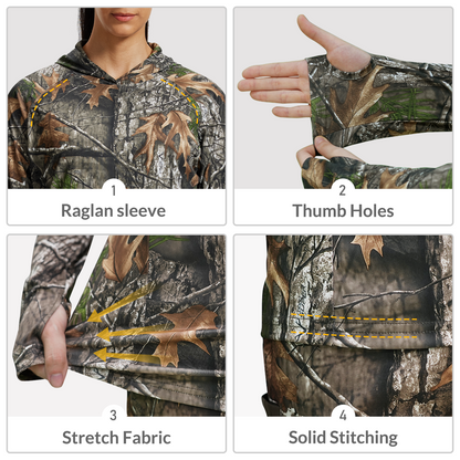 LOOGU Women's UPF50+ Hoodies Shirts Super Tree Camo WT73-R