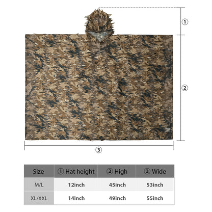 LOOGU Poncho Style Ghillie Suit 3D Leaf Spretta Camo
