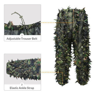 LOOGU Costume Ghillie de Chasse, Costume de Camouflage à Feuilles 3D Accessoires Militaires et de Tir Vêtements Tactiques pour Airsoft, Photographie de la Faune Halloween