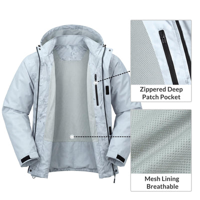 LOOGU Men’s Waterproof Packable Rain Jacket with Hood and Mesh Lining J40