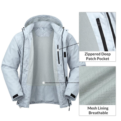 LOOGU Men’s Waterproof Packable Rain Jacket with Hood and Mesh Lining J40