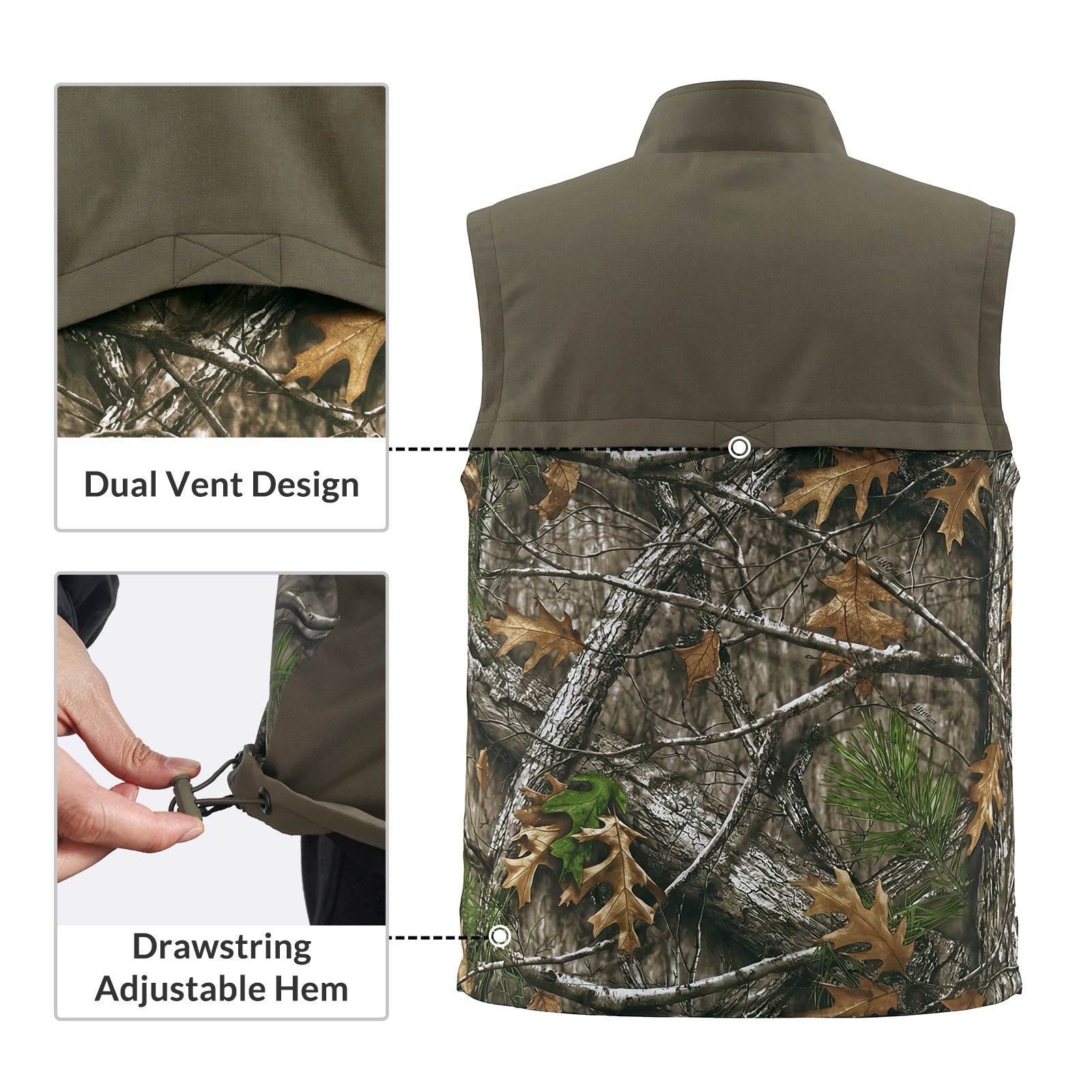 LOOGU Men’s Camo Hunting Vest Lightweight with Pockets M30