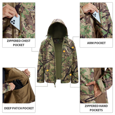 LOOGU Camo Hunting Fleece Lining Hooded Jacket M52