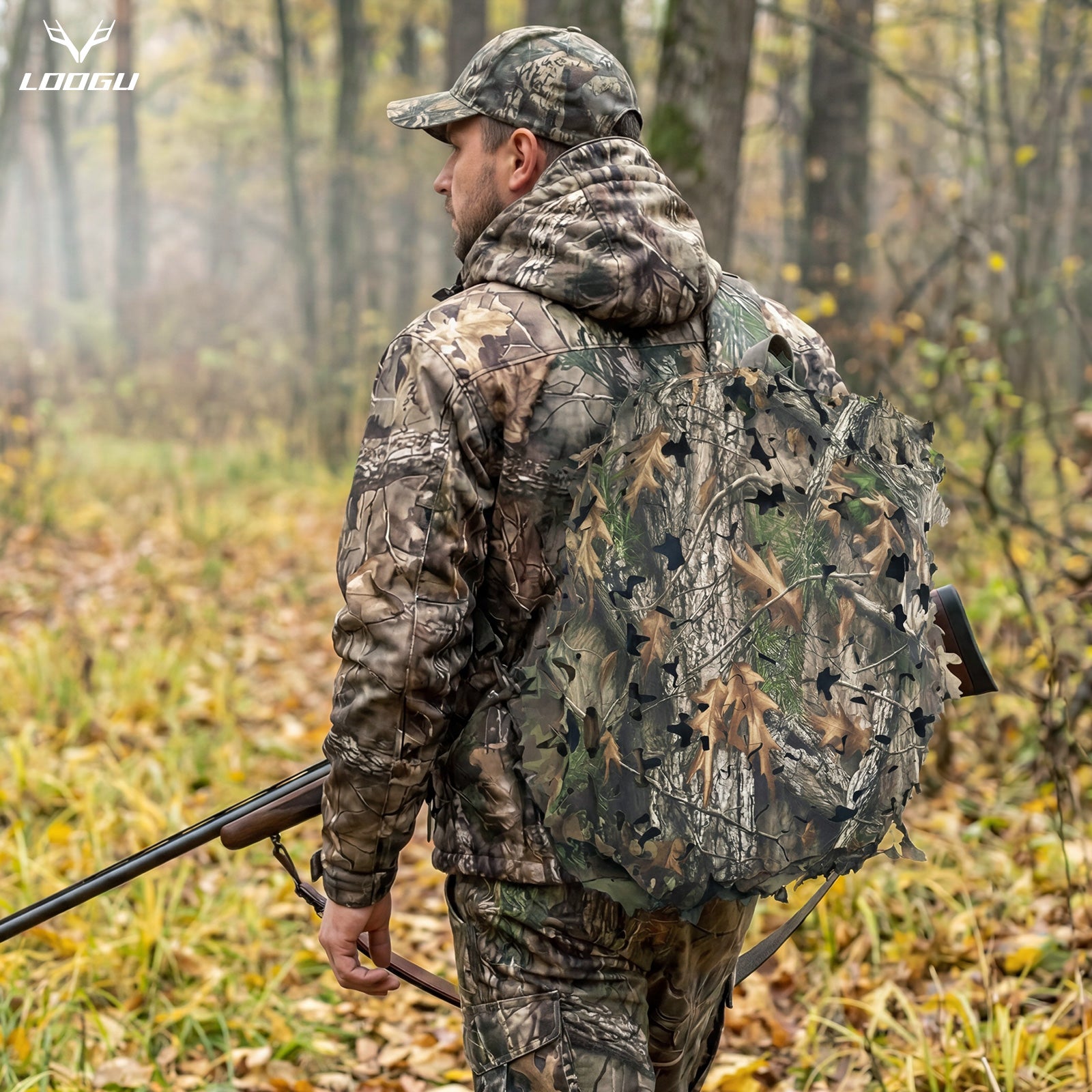 LOOGU Camo Tactical Backpack Cover Oak Leaf