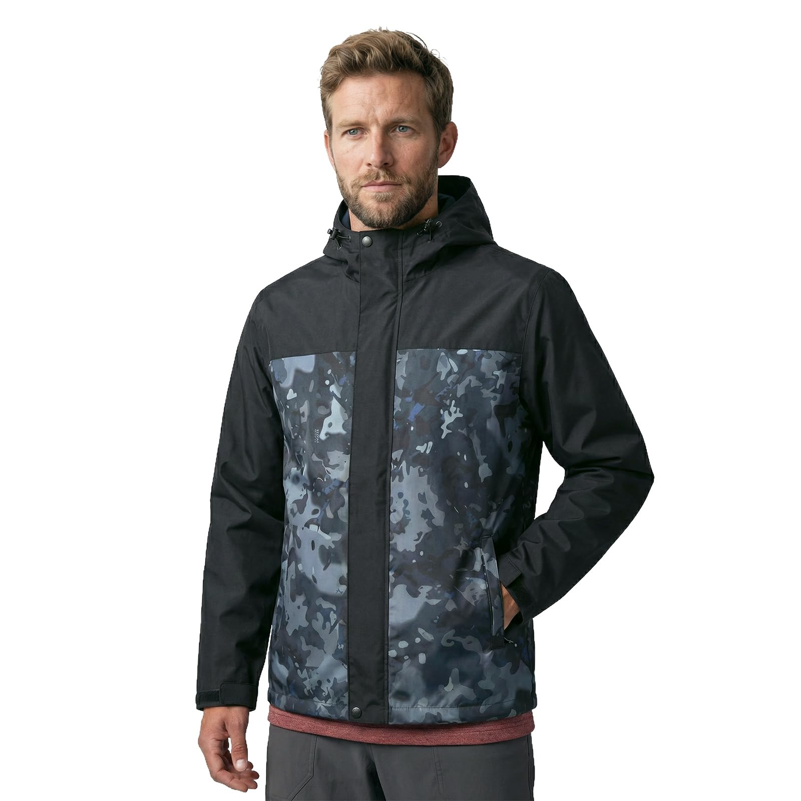 LOOGU Men’s Waterproof Packable Rain Jacket with Hood and Mesh Lining J40