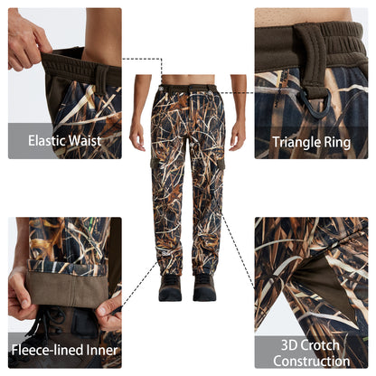 LOOGU Camo Hunting  Fleece Insulation Pants 6 pocket Grass Camo P20