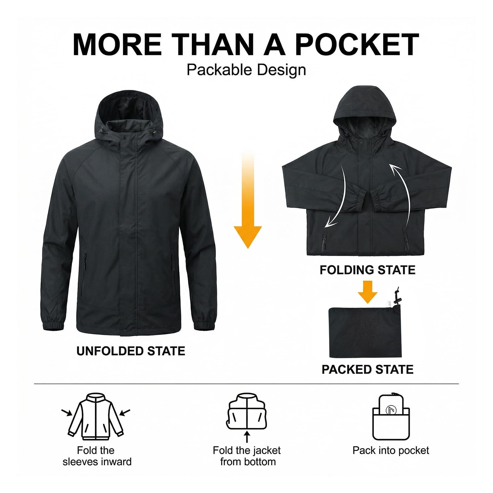 LOOGU Men’s Lightweight Waterproof Rain Shell Packable with Hood J10
