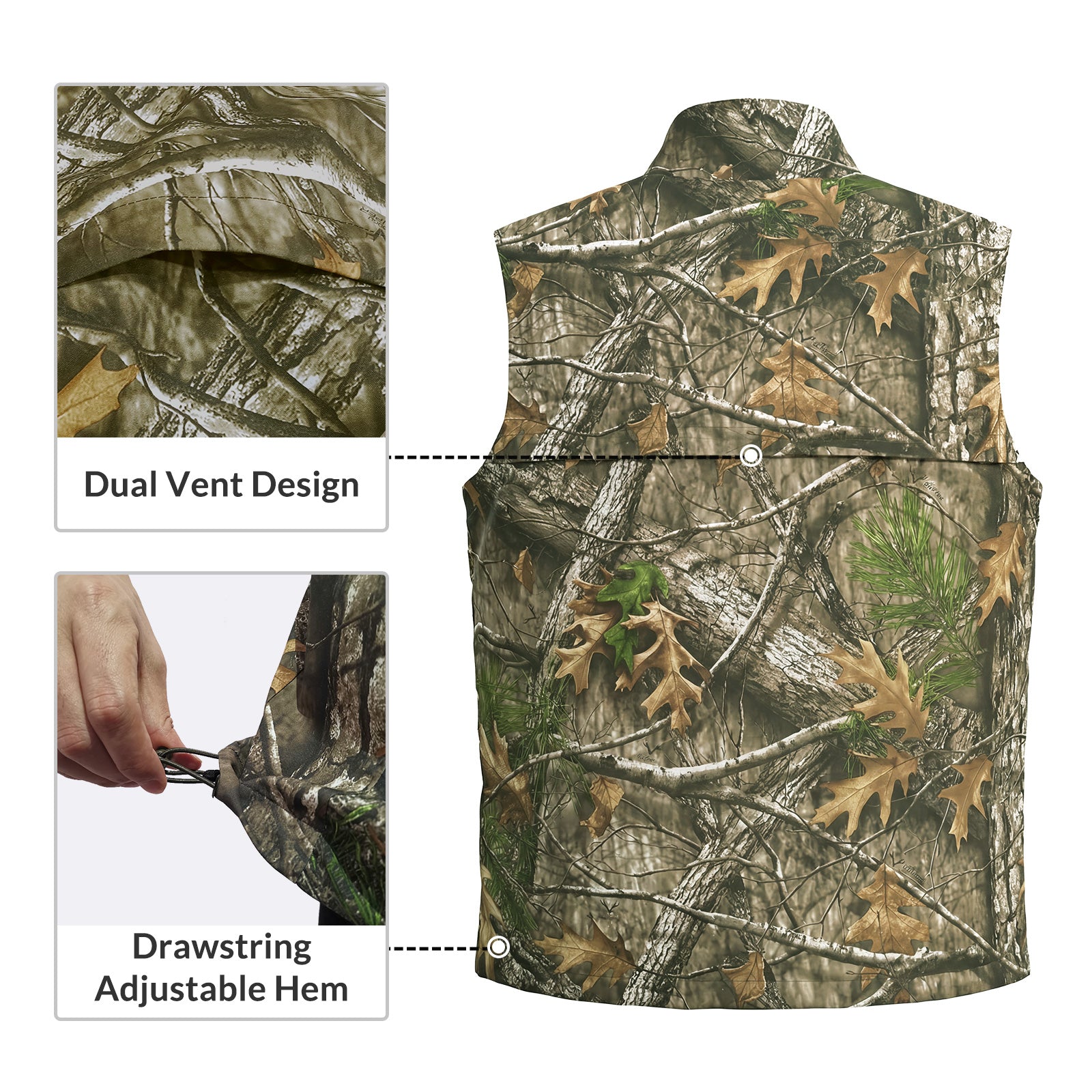 LOOGU Men’s Camo Hunting Vest Lightweight with Pockets M30