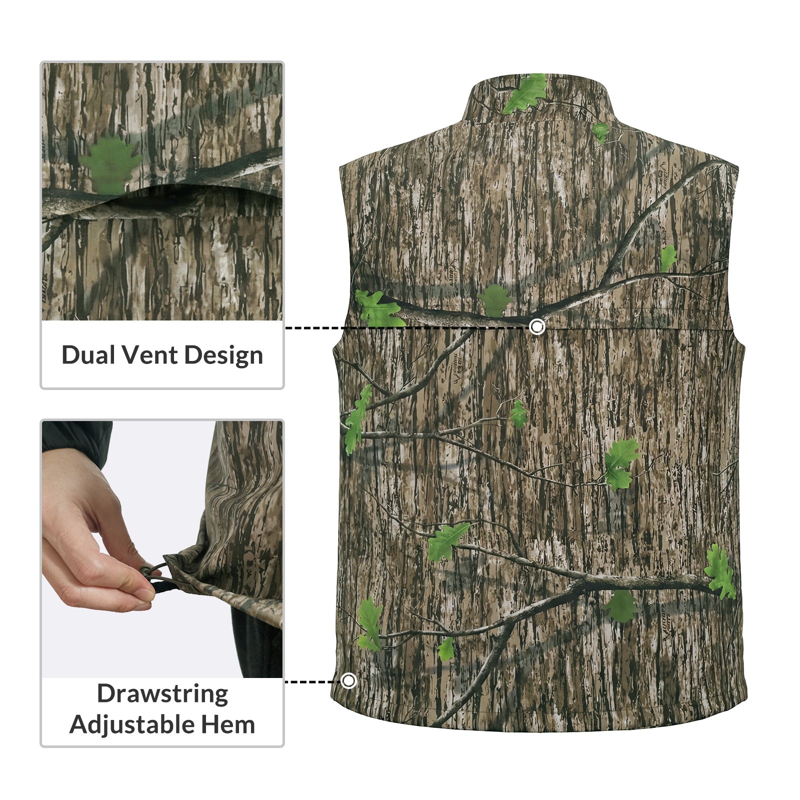LOOGU Men’s Camo Hunting Vest Lightweight with Pockets M30