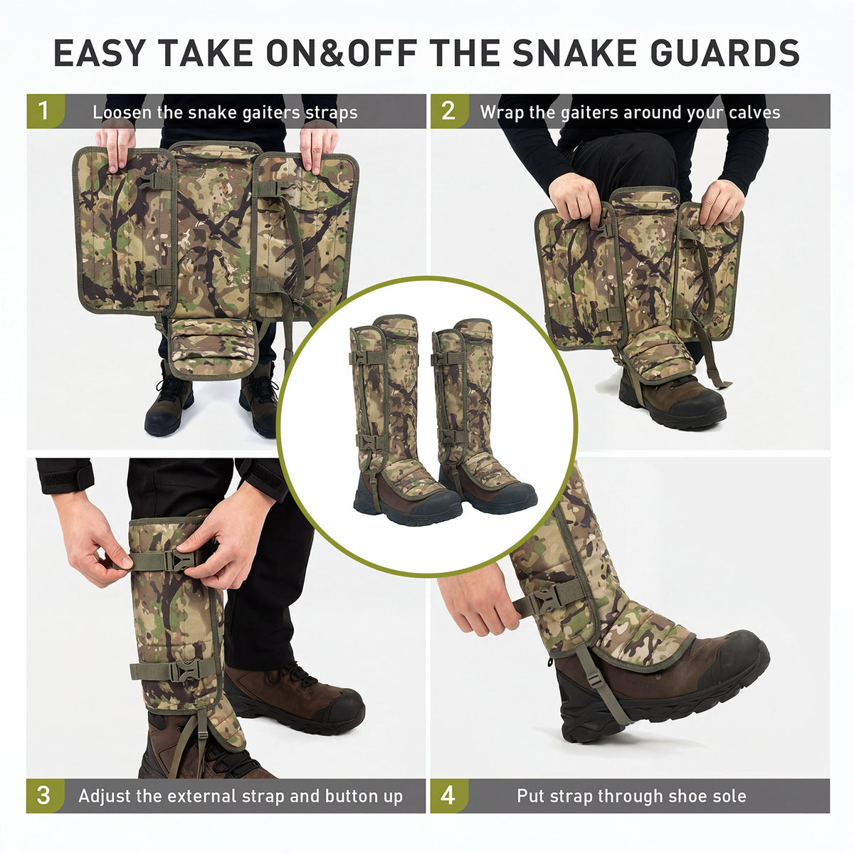 LOOGU Snake Gaiters, Waterproof Oxford Leg Guards for Hunting Hiking SG10