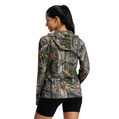 LOOGU Women's UPF50+ Hoodies Shirts Super Tree Camo WT73-R