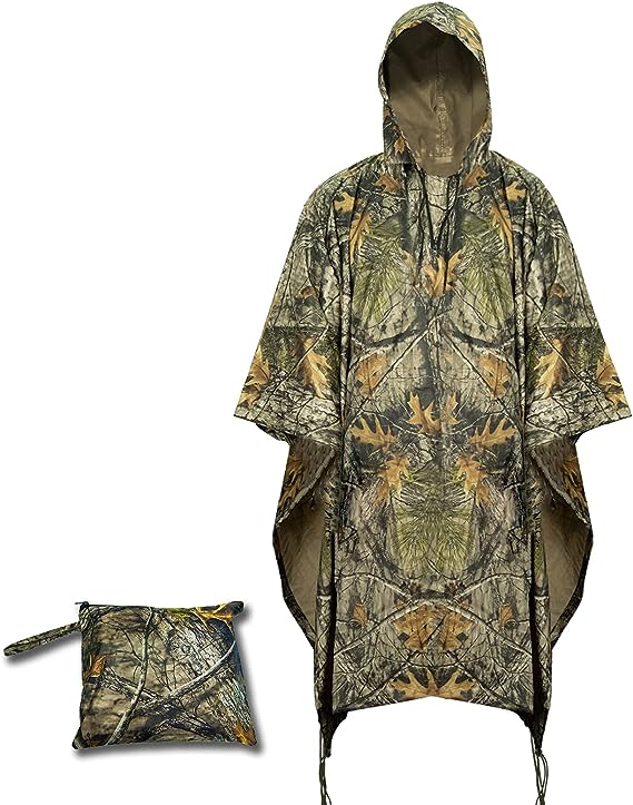 LOOGU Poncho de Pluie, Manteau de Pluie Camouflage imperméable, Feuille de Sol d'abri de Camouflage extérieur