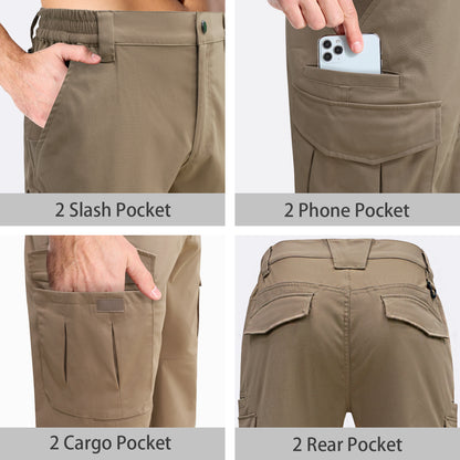 LOOGU Men's Water Resistant Tactical Pants Cargo Pants Khaki H61